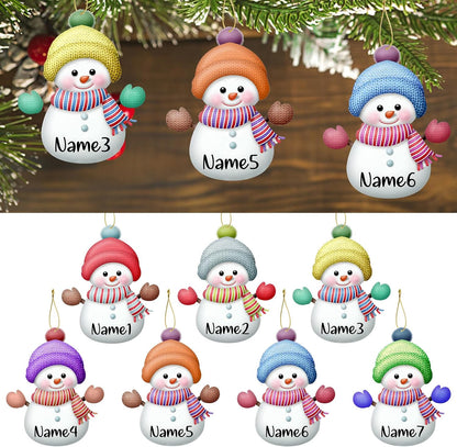 Personalized Christmas Ornaments,7pcs Custom Snowman Ornaments with Name Customized Family Ornament Xmas Tree Hanging Decoration Gift - 3.15"（8cm）