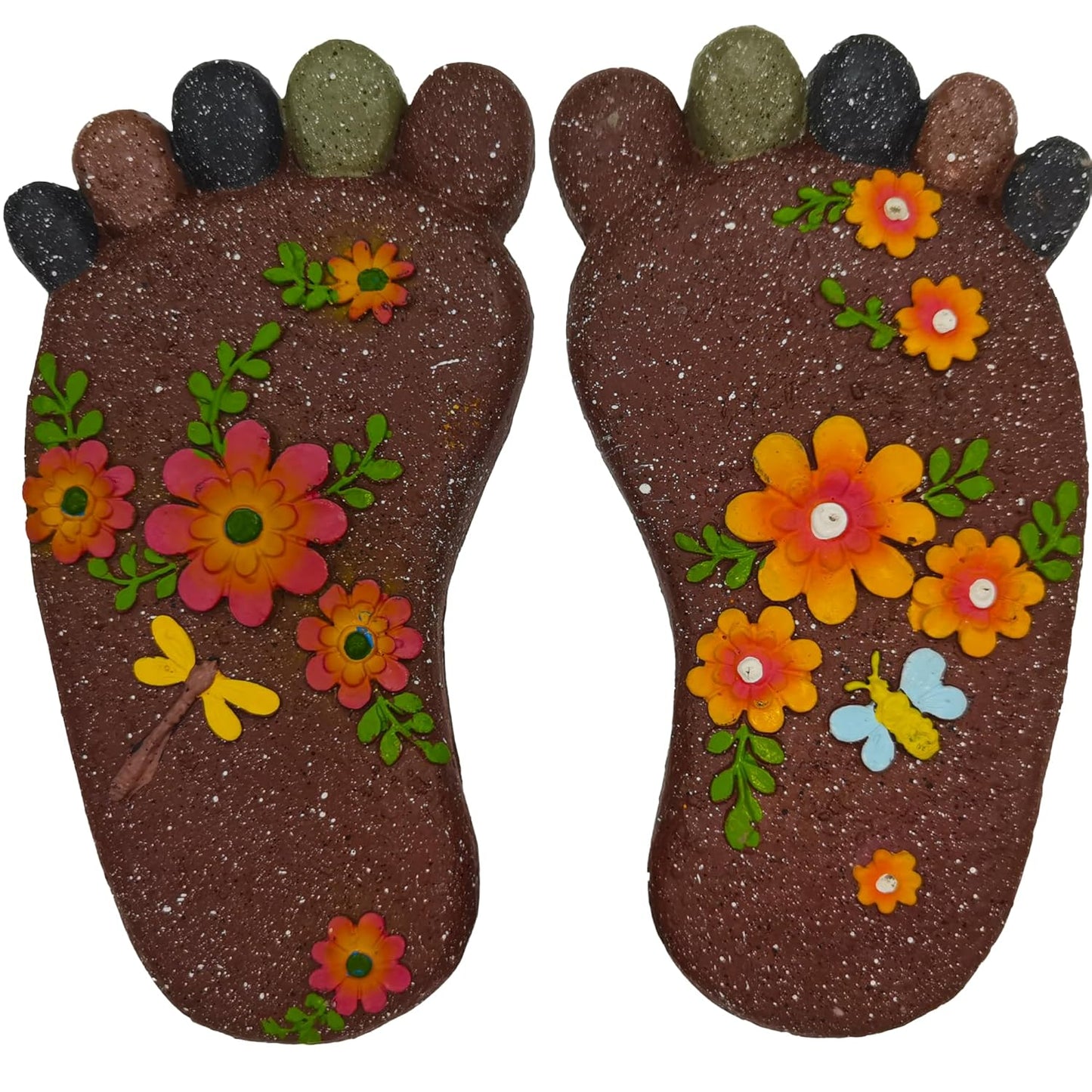 Stepping Stones Outdoor - Garden Decorative Stones for Patio, Deck, Garden or Sidewalk Home Decor Footprint Shaped Stepping Stones Set of 2 （Dark Brown）