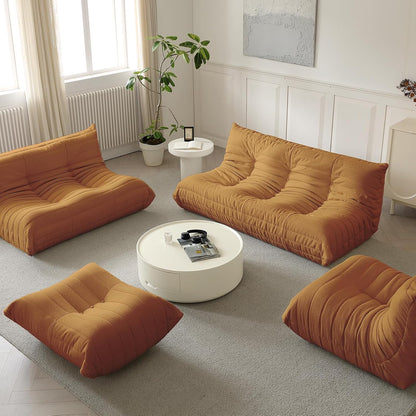 Luxury Sofa Couch Chair, Lazy Floor Seating, Fireside Bean Bag Chair, Ergonomic Tatami Sofa Lounger for Living Room, Bedroom, Office, 3 Seat, Brown