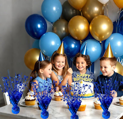 12 Pack Metallic Foil Spray Centerpiece Star Table Decoration Burst Table Centerpieces for Birthday Wedding Anniversary Graduation Holiday Party Supplies Decor, Blue