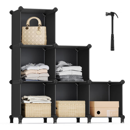 SONGMICS 6 Cube Storage Organizer, Modular Bookshelf, Plastic Shelves