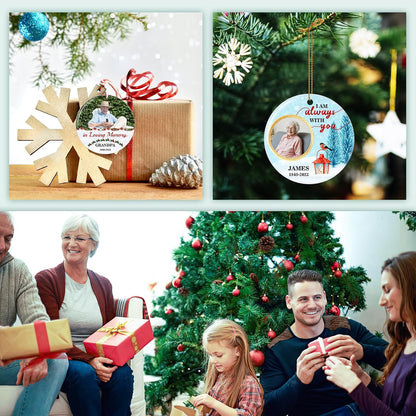 Valyria Personalized Memorial Christmas Photo Ornament, I Am Always with You Ceramic Custom Christmas Ornament 2025 Memorial Ornaments for Loss of Loved Ones Xmas Sympathy Ornament