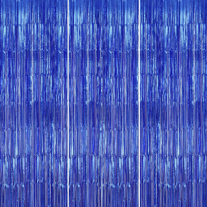 3 Pack Foil Fringe Backdrop - Royal Blue Shiny Tinsel Curtains for Party Decoration/Photo Booth Props - 3.3x8.2 FT Metallic Foil Backdrop for Birthday, Wedding, Graduation, Christmas.
