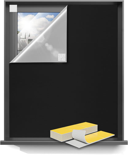 Sumobaby Blackout Curtains for Bedroom Portable 72”x59”Black Out Window Cover with Heat-Resistant Hook&Loop Tape,100% Blackout Shades,NoDrill Blinds for Windows DIY Cut Fit for Nursery&Dorm Room,Black