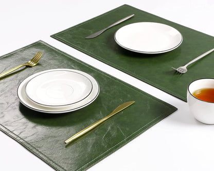 Waterproof PU Placemats, Faux Leather Dining Table Mat, Set of 4, Easy to Wipe Off Scrub Vinyl Mat, Heat & Stain Resistant for Office Conference Table, Home Decor