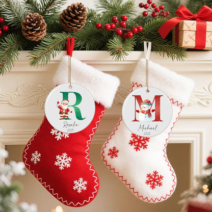 Personalized Christmas Ornaments 2025, Custom Initial Ornaments A-Z Monogram Ceramic Christmas Ornament