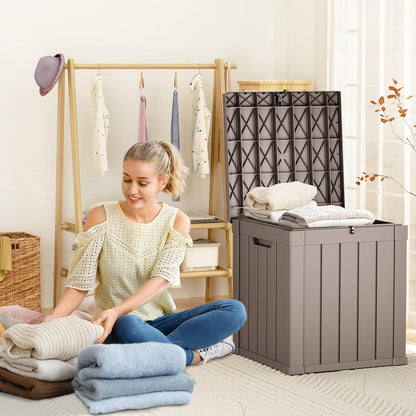 Vixzen 50 Gallon Resin Deck Box, Lockable Outdoor Storage Box for Patio Cushions Storage Furniture,Garden Tools, Pool Supplies, Weatherproof and UV Resistant- Grey