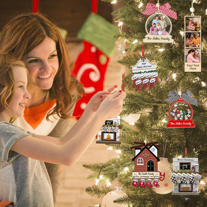 Personalized Christmas Ornaments with Names of 2/3/4/5/6/7/8 Custom Family Ornament Customized Xmas Tree Hanging Ceramic Decoration Gift Fireplace