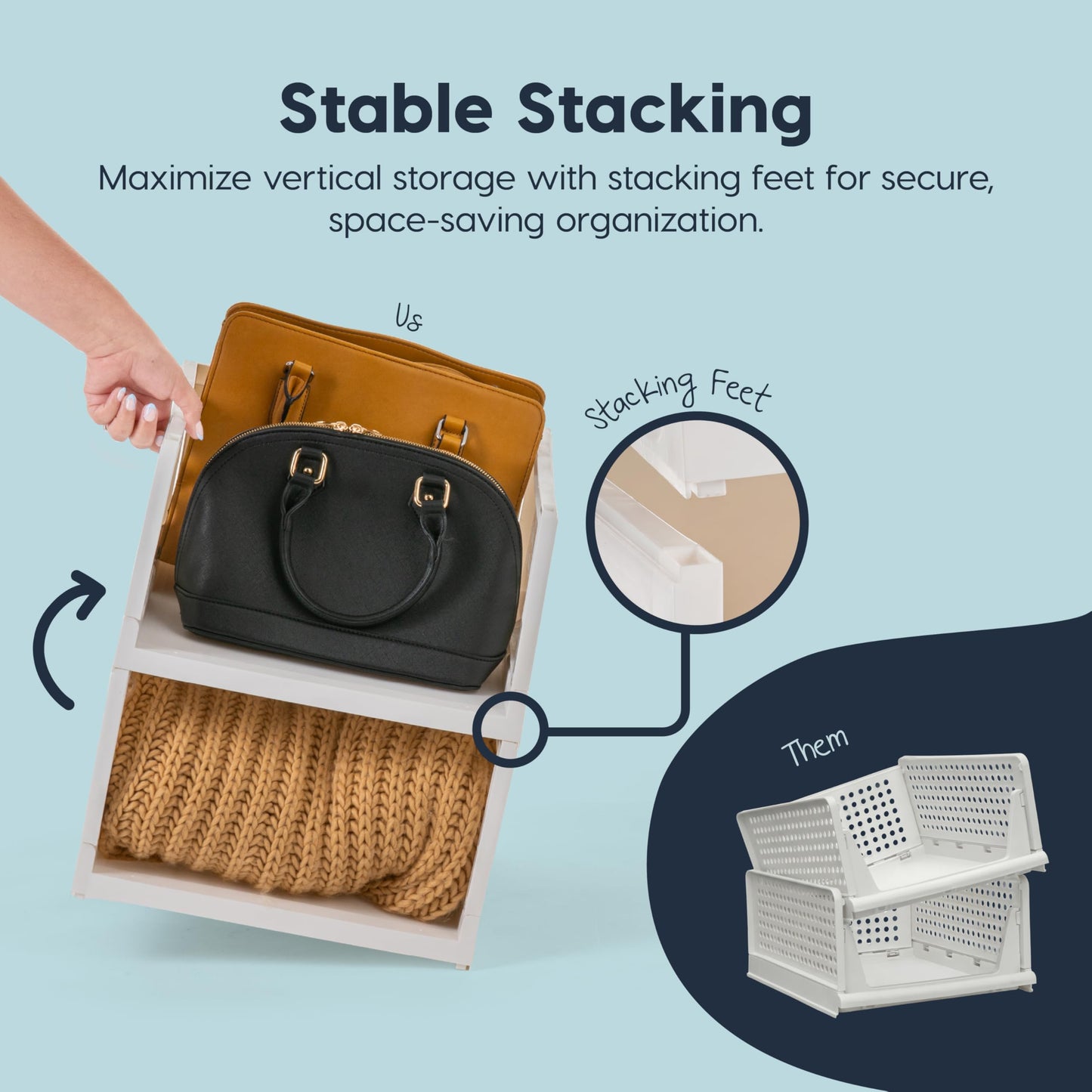 IRIS USA Modular Storage Organizer, 2 Pack, Made in USA, Collapsible