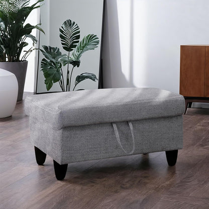 Ottoman Rectangular Storage Ottoman Bench, Flannel Footrest Stool Footstool with Lid for Living Room, Bedroom, Entryway, Gray, 28.5"x19"x17.5"