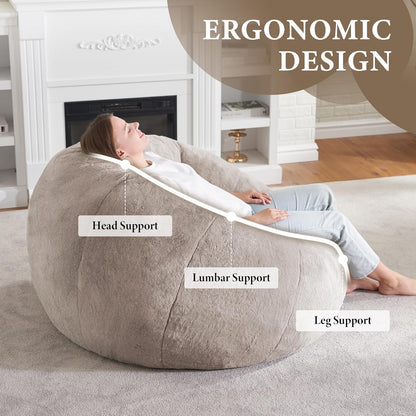Hobestluk Bean Bag Chairs Large Bean Bag Couch for Adults Stuffed Sofa Chair Comfy Giant Bean Bag Chair with Spacious Design for Reading, Playing or Relaxing (Brown)