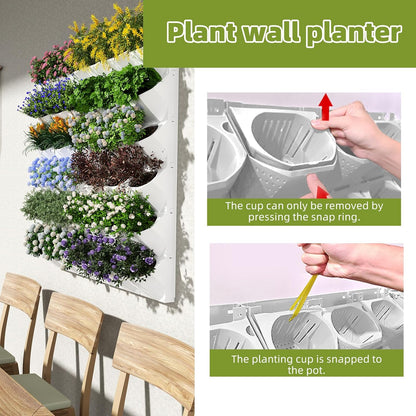 Self-Watering Vertical Wall Planter, 36 Pots Wall Mounted Garden for Indoor/Outdoor, Stackable Planter, Includes Panels, for Herbs, Flowers & Vegetables (White)