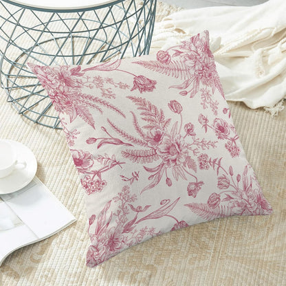 CXMEIFLY Hot Pink Spring Pillow Covers 16 x 16 Inch Set of 2 for Chinoiserie Flowers Decor Throw Pillows Floral Leaves Seasonal Plant Outdoor Decorative Cushion Cases for Couch Bed Decorations