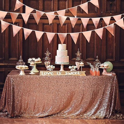 Rose Gold Party Decorations Metallic Fabric Triangle Pennant Banner Blush Pink Flag Bunting Garland for Wedding Birthday Anniversary Bridal Shower Engagement Graduation Hen Party Decorations Supplies