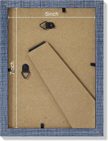Vittanly 5x7 Picture Frames Set of 9, Shatter Resistant Plexiglass, Display 4x6 Pictures with Mat or 5x7 without Mat, Photo Frames for Wall or Tabletop, Engineered Wood, Navy