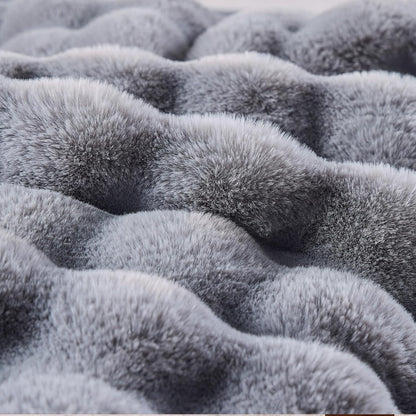 BENVWE Fluffy Faux Fur Throw Blanket for Couch, Soft Plush Thick Cozy Fuzzy Luxury Minky Bubble Blanket for Home Living Room Decor Gift for Women, Light Grey, 51" x 63", 1100GSM