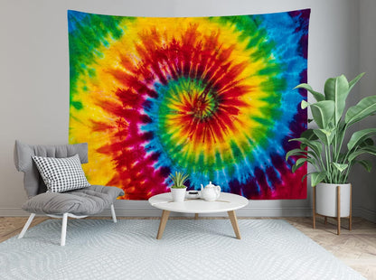 Loccor 10x6.5ft Tie Dye Tapestry Colorful Red Blue Yellow Green Orange Purple Retro Abstract Psychedelic Swirl Wall Hanging Living Room Bedroom Dorm Home Decor （Pattern Painted on Polyester Fabric）