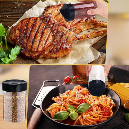 30 Pack 8.4 oz Plastic Spice Jars with Black Cap Empty Clear Plastic Spice Bottle Containers Reusable Seasoning Jars with Shaker Lids for Kitchen Storing and Dispensing Salt Powders