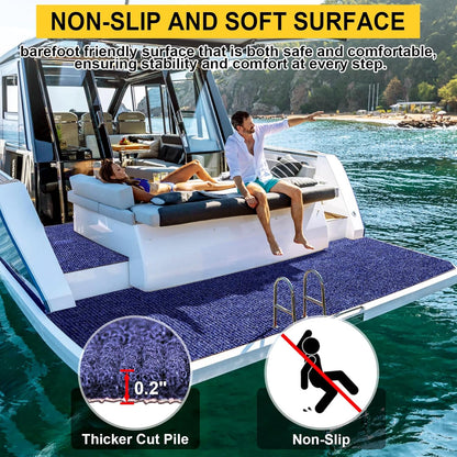 Marine Carpet,6 FT x 18 FT Deep Blue Indoor Outdoor Carpet 0.2" Thick Boat Carpet with Water-Proof TPE Backing, Non-Slide Outdoor Marine Carpet Roll for Home, Patio, Porch, Deck
