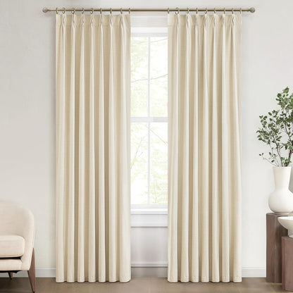 86 Inch Blackout Linen Curtains, Thermal Insulated Custom Drapes for Living Room Bedroom 2 Panels Set Back Tab&Pinch Pleated Window Curtains 86 Inches Long (40x86 Light Beige Linen)