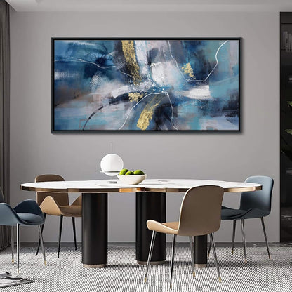 DUNHUANG ART Abstract Gold Oil Painting - Framed Wall Art for Living Room - Nordic Luxury Design Prints for Wall Decor - Ready to Hang - Perfect Home Decor & Gift 30"x60"