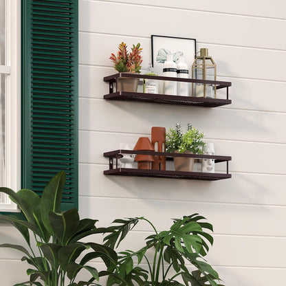 PUSDON Metal Wall Hanging Basket 2 Packs DIY Suitable for Multiple Scenes - Large Bronze Guardrail