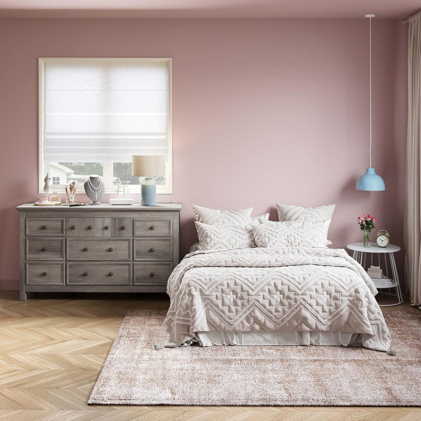 LGHM Large 9 Drawers Dresser, Long Dressers for Bedroom, Chests of Drawers TV Stands, Sturdy and Stable Storage Organizer - Thick Support Legs Design, 6" Deep Drawer for Living Room, Hallway, Gray