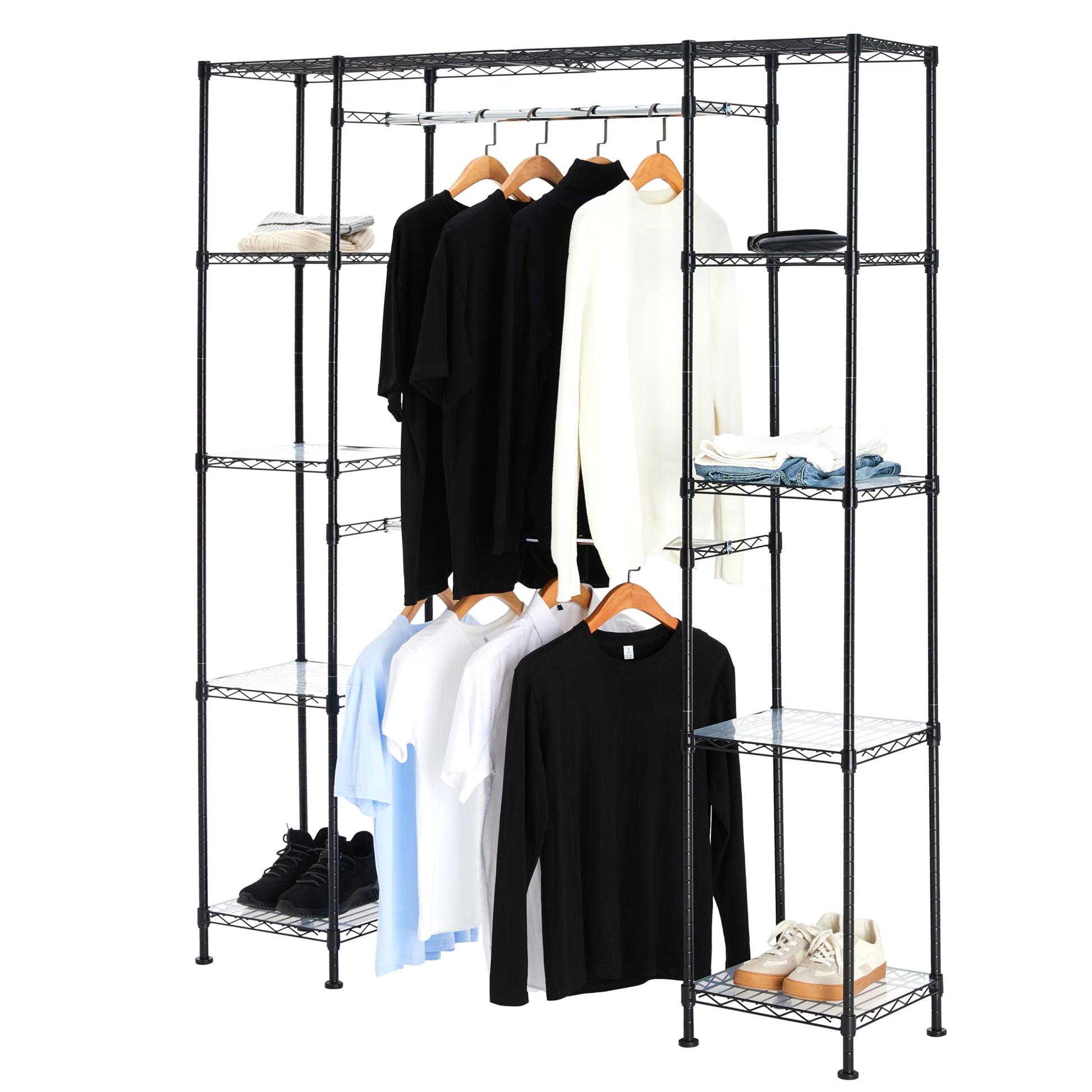Amazon Basics Expandable Metal Hanging Closet Organizer System with Storage Shelves, Adjustable