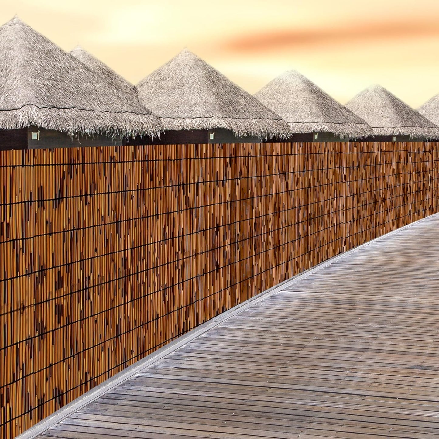 2PACK Natural Reed Fencing 6FT X 16.4FT Reed Fence 6FT High Balcony Reed Fence Privacy Reed Screen for Outdoor Backyard Patio(Brown)