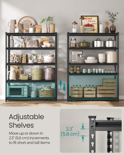 SONGMICS 5-Tier Steel Storage Shelves, Boltless Assembly, 2,200 lb Load