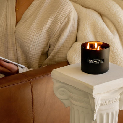 Benevolence LA 3 Wick Candle, Santal Large Scented Candle | Soy Candles | Gifts for Women and Men | Home Fragrance | Aromatherapy | Bathroom Freshener 14.5 Oz, 45 Hour Burn