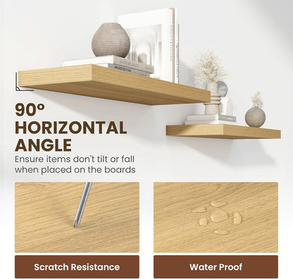 55 Inch Floating Shelves, 12 Inch Deep Floating Shelves for Wall, Floating Shelf with Invisible Brackets, Deep Shelves for Bathroom, Bedroom, Living Room, 1 Pack, Natural