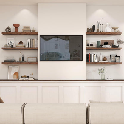 Heimlove 36 Inch Floating Shelves for Wall,10 Inch Deep Brown Wood Shelves with Invisible Brackets,Wall Mounted Storage & Display Shelves for Bedroom,Living Room,Kitchen,Office