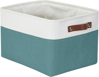 DECOMOMO Small Storage Basket, Closet Storage Bins, Baskets for Organizing Shelves (Teal & White, Small - 6 Pack)