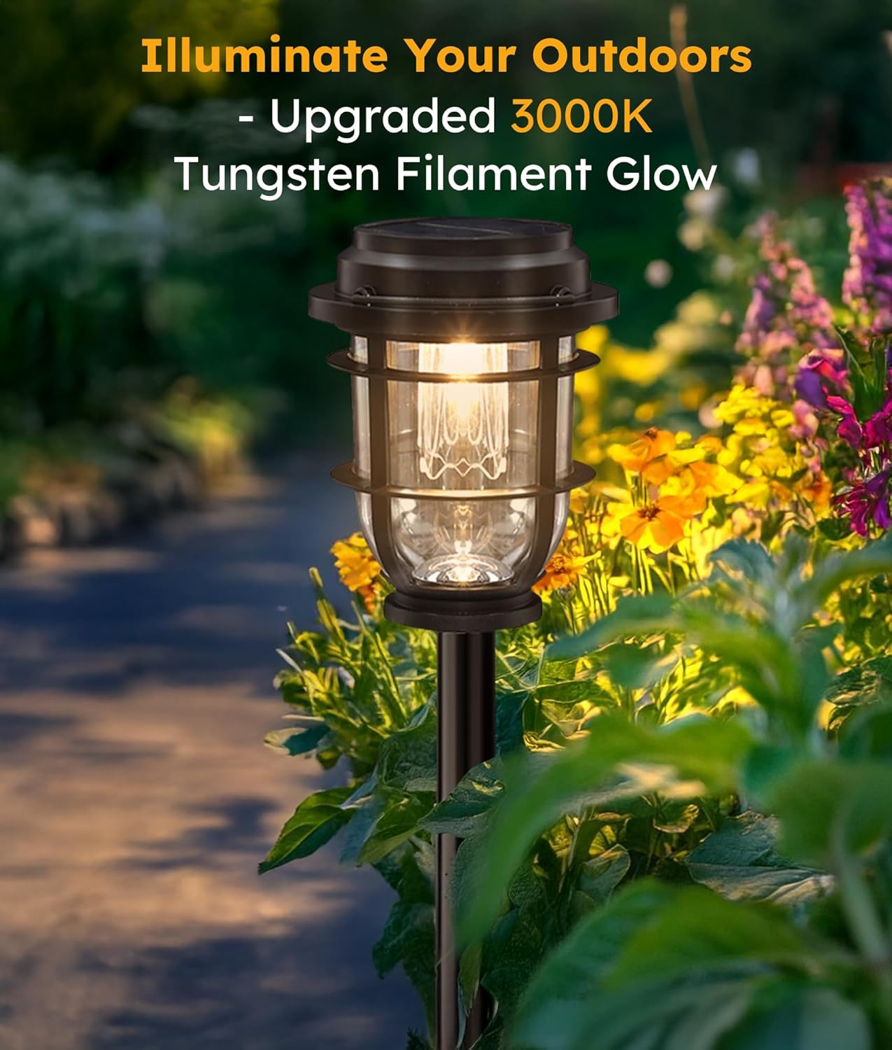 4-Pack Solar Pathway Lights, Bright Auto Garden Lights Decor - Durable Landscape Lighting for Lawn, Patio, Walkway, Driveway, Housewarming Gift Ideas