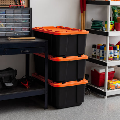 IRIS USA 3-Pack 27 Gal Heavy Duty Storage Tote Bins with Lids, Orange