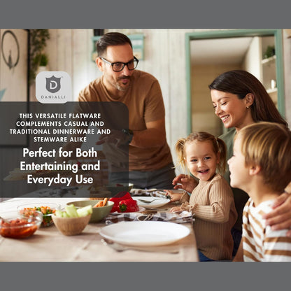 Hammered Silverware Set | Premium 18/10 Stainless Steel Flatware Service for 16 | Heavy-Duty & Dishwasher Safe | Built to Last (80-Piece, Fidenza Hammered)