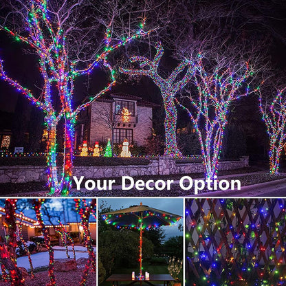 Joomer Solar Christmas Lights Outdoor, 4 Pack Total 156FT 400LED 8 Lighting Modes Solar String Light Waterproof Fairy Tree Lighted for Garden Yard Patio Christmas Decoration (Multicolor)
