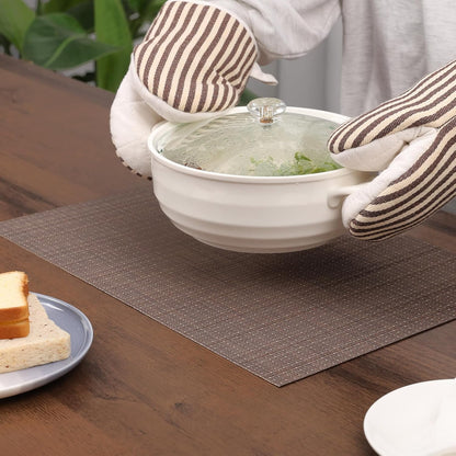 Myir JUN Placemats Set of 6, Vinyl Woven Placemats Place Mats Indoor Washable Table Mats Non-Slip Place mats for Dining Table (Coffee, Set of 6)