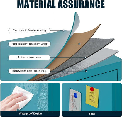 71'' Farmhouse Metal Storage Cabinet with Barn Doors,Steel File Cabinet for Home Office,Kitchen Pantry 4 Adjustable Shelves,Freestanding Cupboard for Kitchen,Home Office (Peacock Blue)