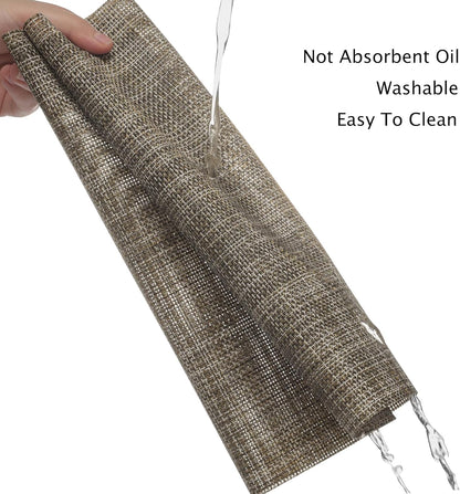 Myir JUN Placemats Set of 6, Vinyl Woven Placemats Place Mats Indoor Washable Table Mats Non-Slip Place mats for Dining Table (Caramel, Set of 6)