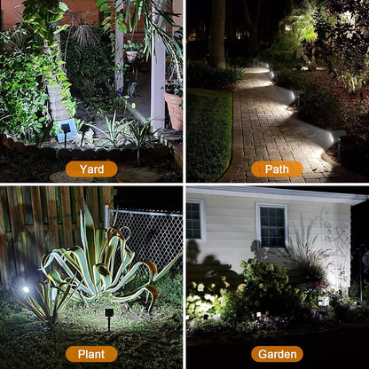 LANSOW Solar Spot Lights Outdoor, [2 Pack/57 LED] 2-in-1 Solar Landscape Spotlights, 3 Modes IP65 Waterproof Dusk to Dawn Solar Powered Flood Wall Lights for Outside Yard Garden Path(Cool White)