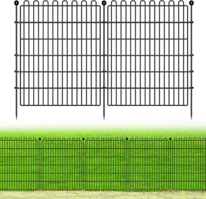 10 Panels No Dig Decorative Garden Fence for Yard, 32 in(H) X 23.6 ft(L) Animal Barrier Fencing for Outdoor Dog, Metal Portable Garden Fences for Borders, Pets, Landscape, Temporary Fence