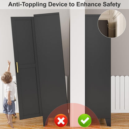 Metal Pantry Cabinet with 2 Doors and Adjustable Shelves, 61"Kitchen Storage Cabinet with Gold Handles, Versatile Storage for Laundry, Living, Bathroom, Dining, Utility Room - Black