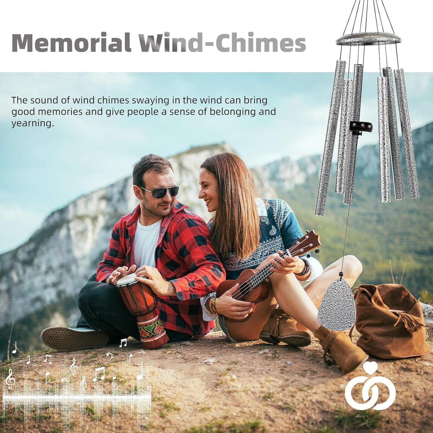 Wind-Chimes-Outdoor-Deep-Tone, Large Soothing Melodic Tones Windchimes, Wind Chimes for Outside, Memorial Wind Chimes Best Gift for Mom Women Grandma Neighbors(32" Silver Coated Aluminum)