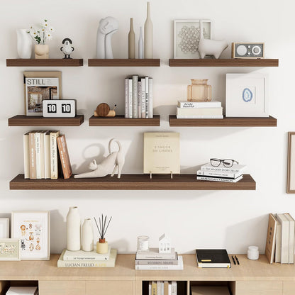 55 Inch Floating Shelves, 55"x9.25"x1.5" Inch Deep Floating Shelves for Wall, Wooden Shelves for Bathroom, Bedroom, Living Room, Walnut