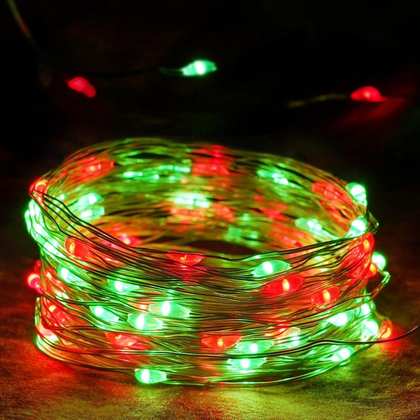 4-Pack 50 LED Fairy Lights Battery Operated with Timer, 16FT Waterproof Starry Christmas Lights Outdoor Indoor Mini Twinkle String Light for Bedroom Home Wedding Party Christmas Decor (Red and Green)