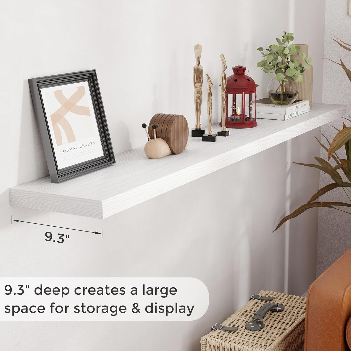 72 Inch Floating Shelves White, 72 x 9 Rustic Wooden Fireplace Mantel, 9 Inch Floating Shelf for Wall, Farmhouse Wall Shelves for Home Storage & Display