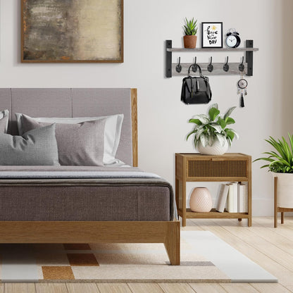 Sorbus Coat Hooks Wall Mount with Shelf – 24 Inch Coat Rack Wall Mount with 5 Heavy Duty Hooks – Floating Wall Shelf with Hooks for Entryway, Bathroom, Bedroom, Kitchen, or Mudroom (Gray)