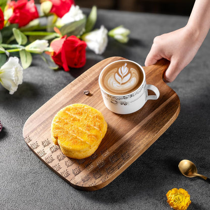 Acacia Wood Cutting Board - Wooden Kitchen Cutting Board for Meat, Cheese, Bread,Vegetables &Fruits- Charcuterie Board Cheese Serving Board with Handle,12" x 7”